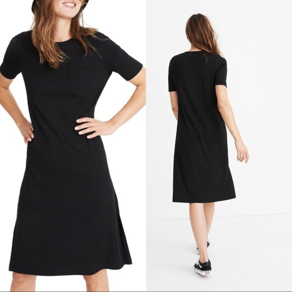 Madewell Ribbed Pocket Tee Midi Dress xxs
